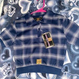 FB County short sleeve flannel crop top